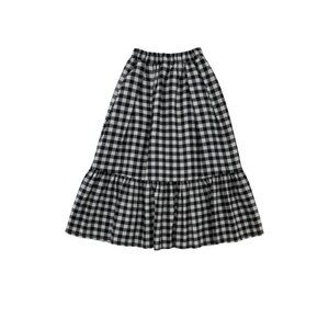 TAMBERE - VICHY PRINT LONG SKIRT - 100%COTTON - BLACK/WHITE - 4T